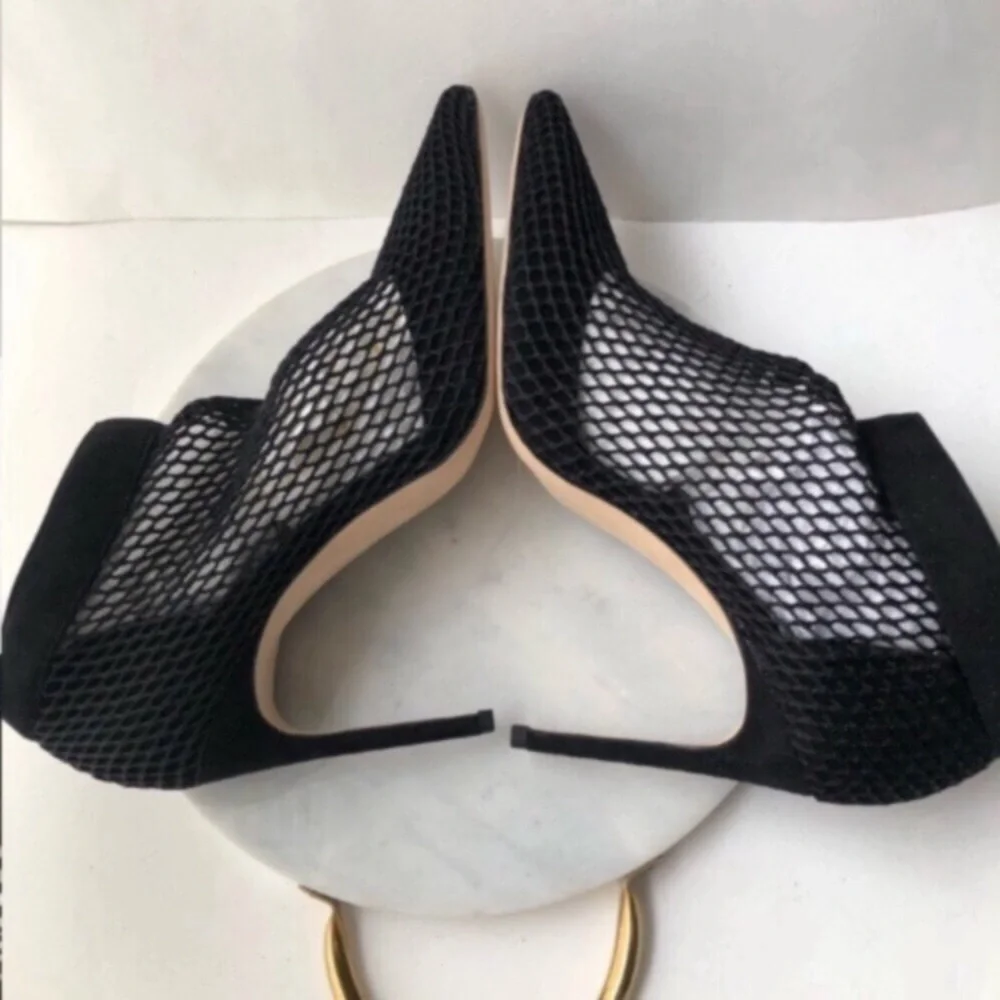 NEW BRIAN ATWOOD Black Mesh Ankle Boots